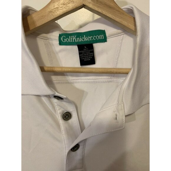 POLO GOLF SHIRT by‎ GOLFKNICKER.COM MEN'S Sz L White Pro Celebrity - Picture 2 of 8